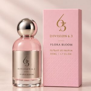 Division 6.3 Flora Bloom Extrait de Parfum 50ml pink bottle with rose-gold cap and pink gift box